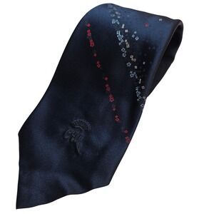 Countess Mara New York Vintage Navy Blue Floral Silk Necktie Union Made 3.5 Inch